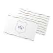 White notecard with brown watercolor stripes and monogram 'RGT' on a white background