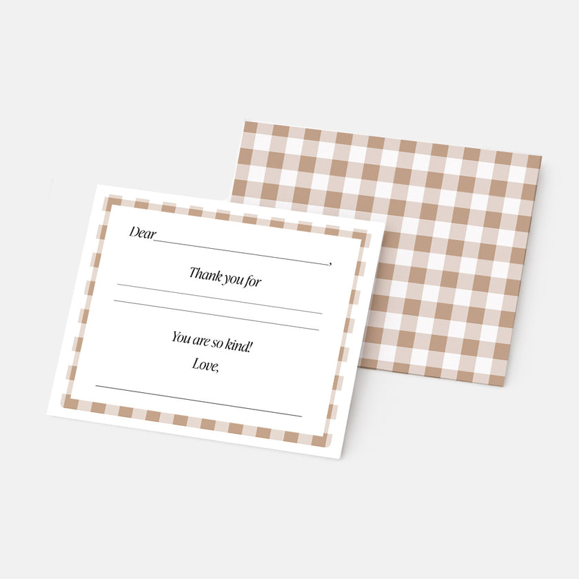 Cedar Check Thank You Note Set