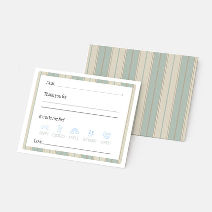 Sage Stripe Thank You Note Set
