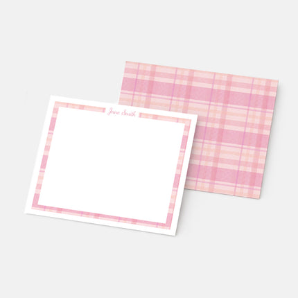Summer Pink Plaid Girl's Stationery Set